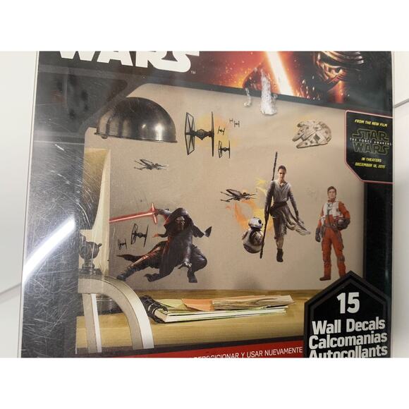 Star Wars THE FORCE AWAKENS 15 Wall Decals Rey Kylo Ren Stickers Peel & Stick - Picture 2 of 4